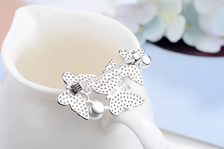 Женская Брошь из серебра 925 пробы с фианитом|Украшения для волос броши и