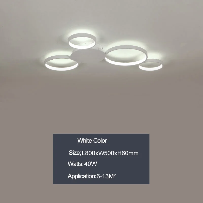 White 800x500mm Круглые кольца, современная светодиодная Люстра для гостиной, спальни, алюминиевая белая/кофейная цветная AC85-265V люстра - Цвет абажура: White 800x500mm