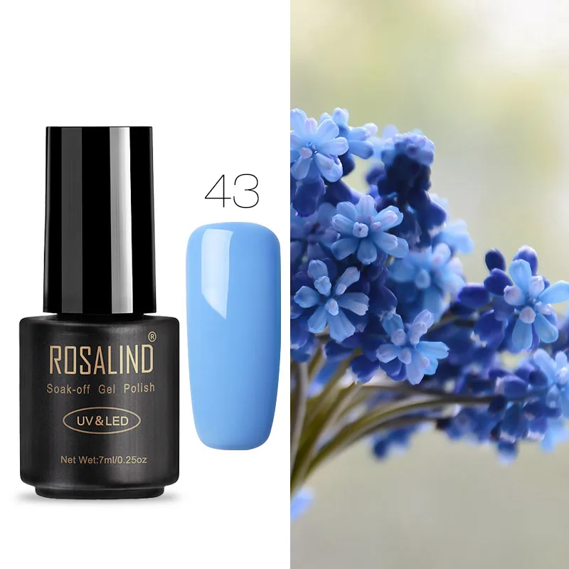 ROSALIND Гель-лак для ногтей Полупостоянный УФ-гель Гибридный Vernis 7 мл для ногтей праймер лак для ногтей маникюр полилак основа верхнее покрытие - Цвет: 43