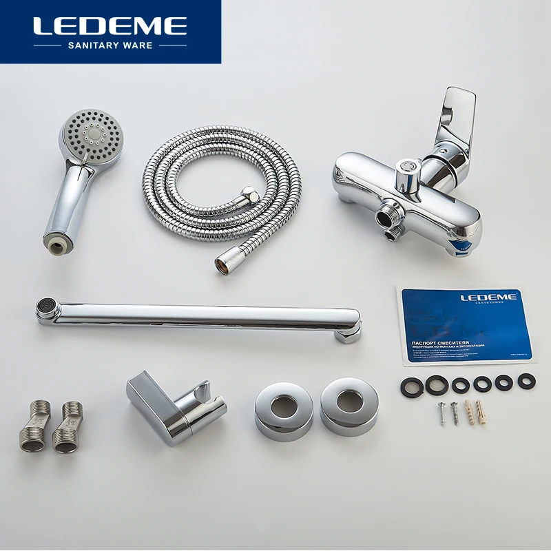 LEDEME Смеситель для ванны с длинным изливом 350 мм. латунь Цвет: хром L2240