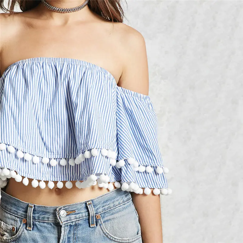 Летняя Новинка 2017 г. тенденции моды женские топ с открытыми плечами краткое