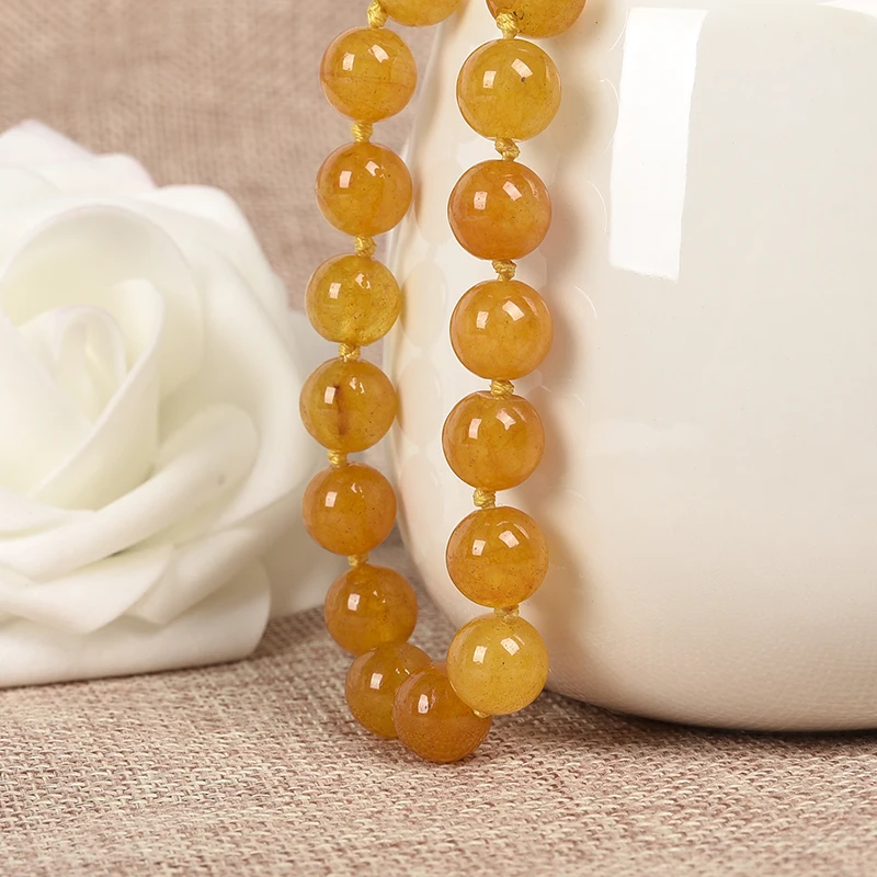 Красивая 10 мм ярко-желтая и длинная полоса топаз яшма халцедон ожерелье Подарки