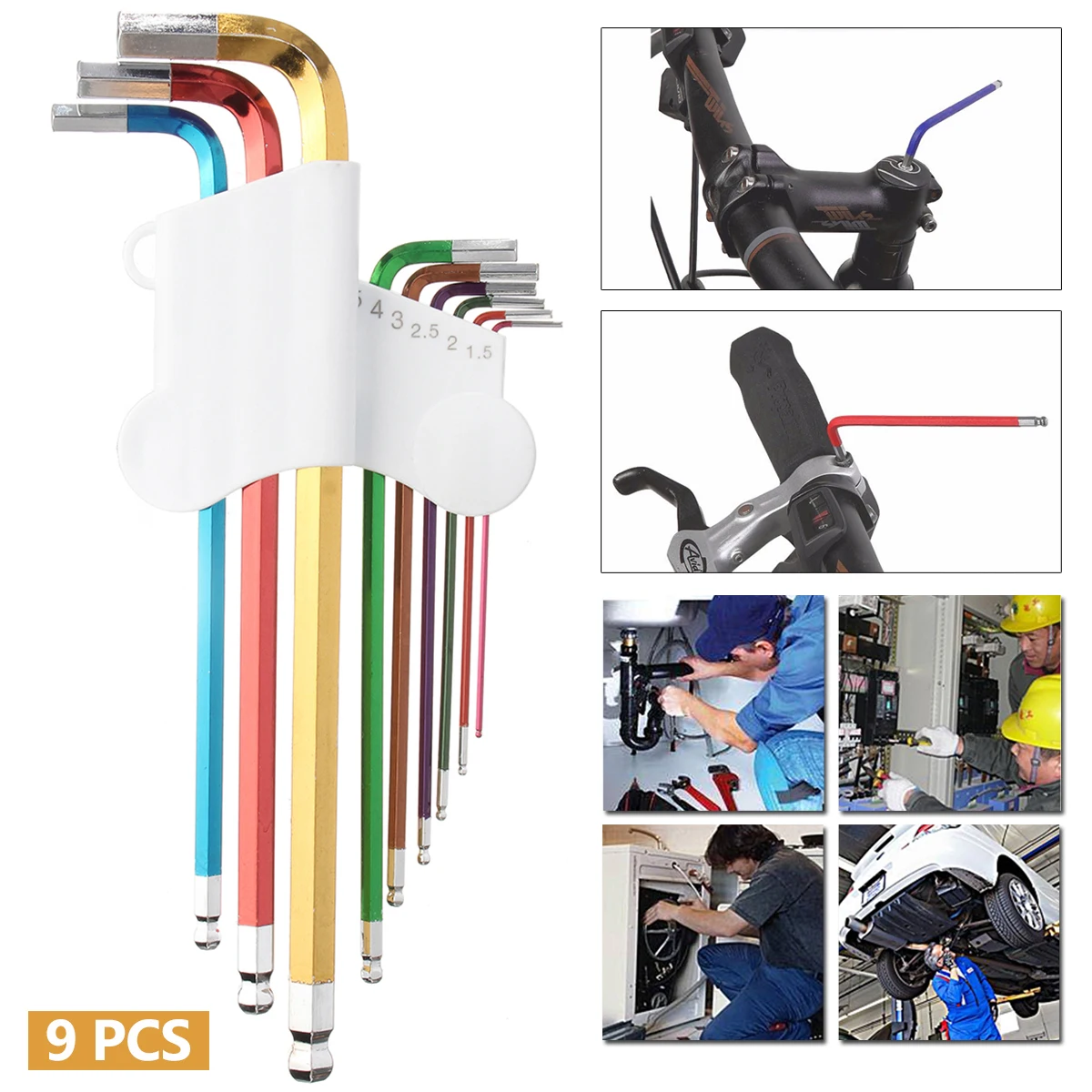 9 шт. шестигранный ключ с цветным кодовым наконечником 1 5 10 мм набор гаечных