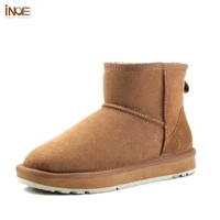 inoe real sheepskin suede leather natural wool fur lined casual short ankle winter snow boots for women warm shoes waterproof