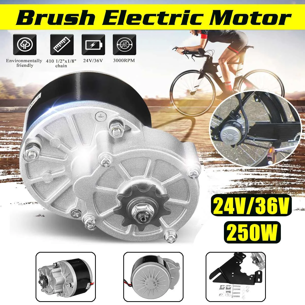 250W 24 V/Е-байка 36В мотор для электрического велосипеда для 410 1/2x1/8 ''цепи электрический велосипед/велосипед Байк, способный преодолевать Броды скутер конверсионный комплект аксессуаров
