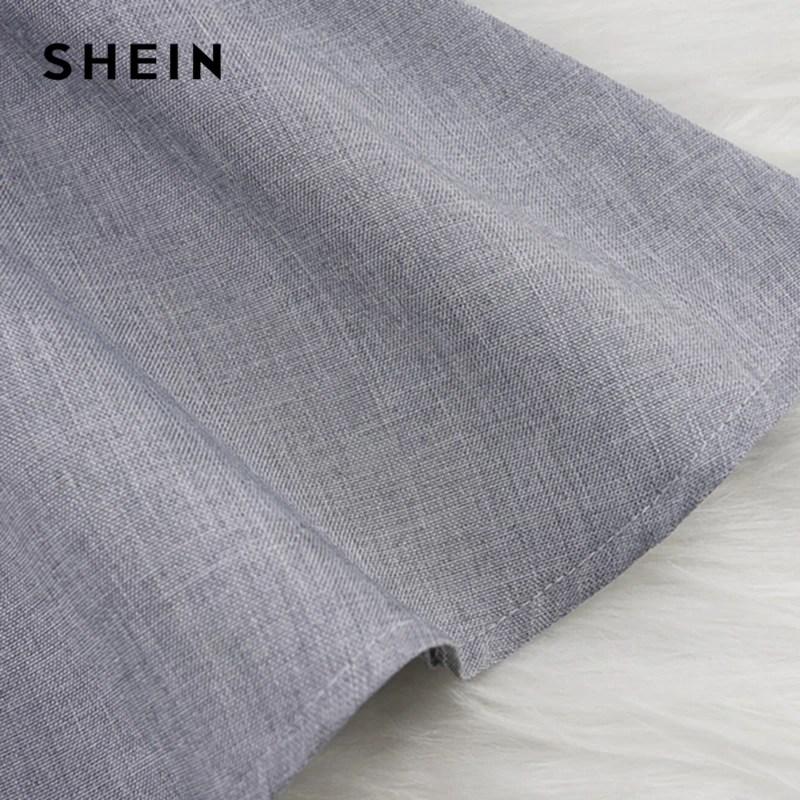 SHEIN/Детское платье для маленьких девочек с контрастным воротником и пуговицами спереди; элегантное платье с поясом; коллекция года; Летние повседневные расклешенные платья без рукавов для детей