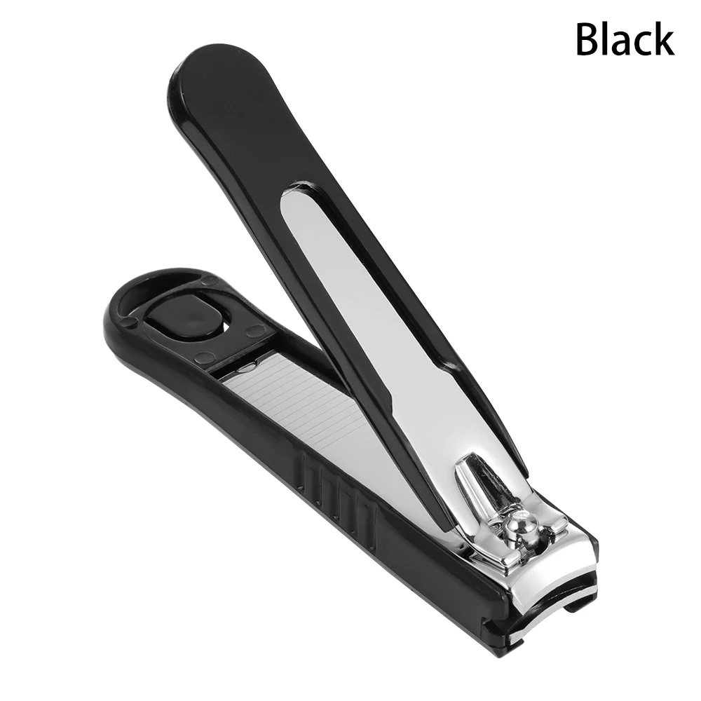 black 1 шт. стальные профессиональные кусачки для маникюра резак большой углеродный триммер для маникюра высокое качество острые кусачки для ногтей ног с зажимом Catcher - Цвет: black