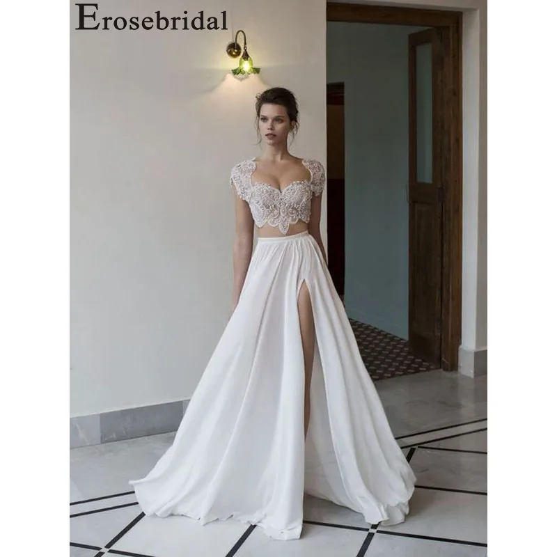 Новое поступление 2019 свадебные платья Erosebridal из двух частей короткий топ