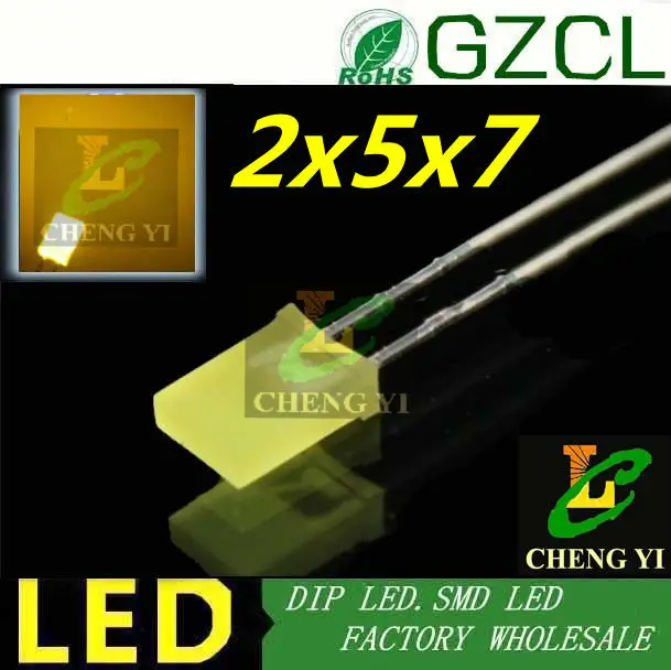 Хорошее качество желтый 257 светодиод квадратная упаковка белый диффузный 585-595nm 2