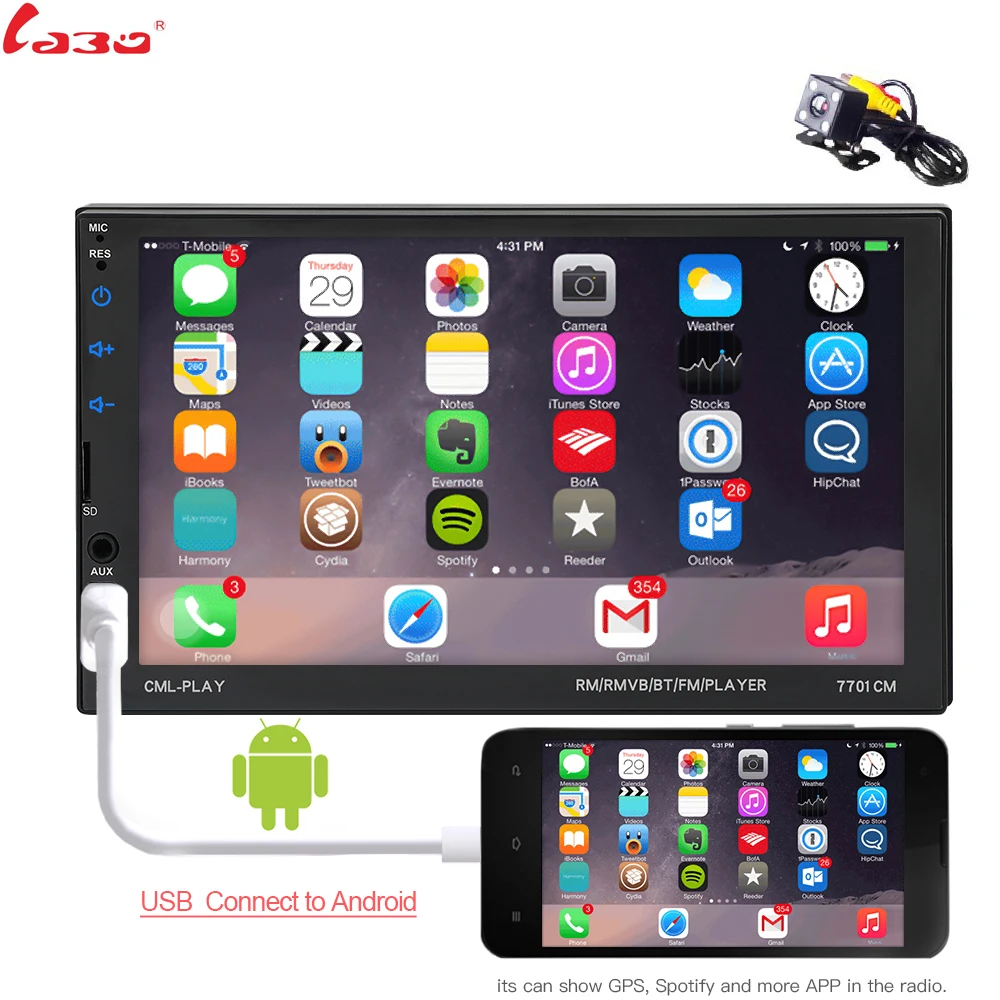 Mirror link Android 8,0 2 din автомобильное радио Авторадио 7 ''мультимедийный плеер Bluetooth handsfree FM/SD/USB камера заднего вида автомобильное радио