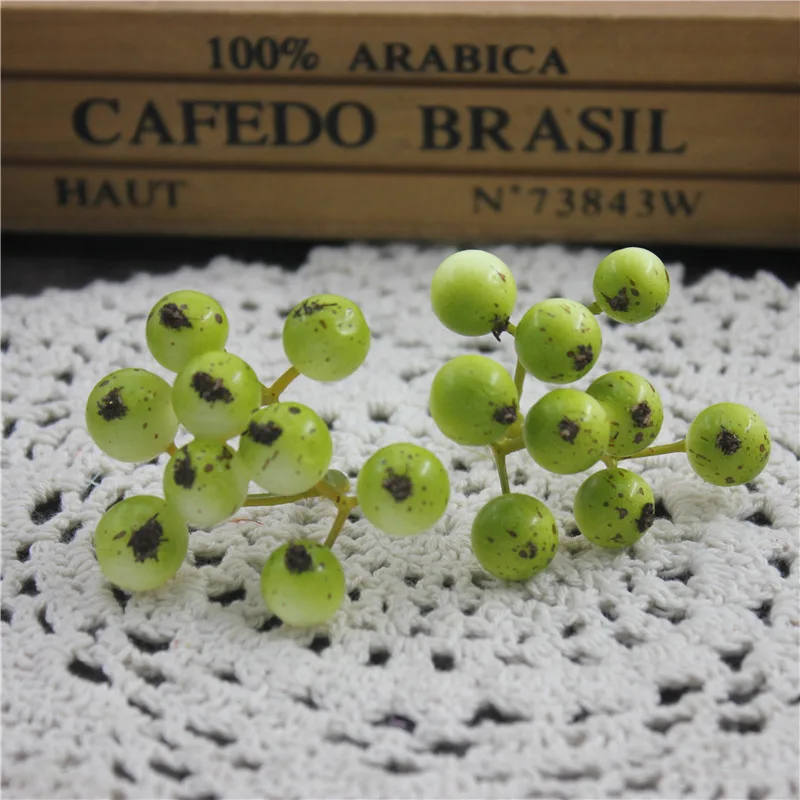 fruit green 1 шт. букет из 9 ложных ягод маленькие Ягоды Искусственные цветы многоцветный Сакура тычинки бусины Свадебные украшения - Цвет: fruit green