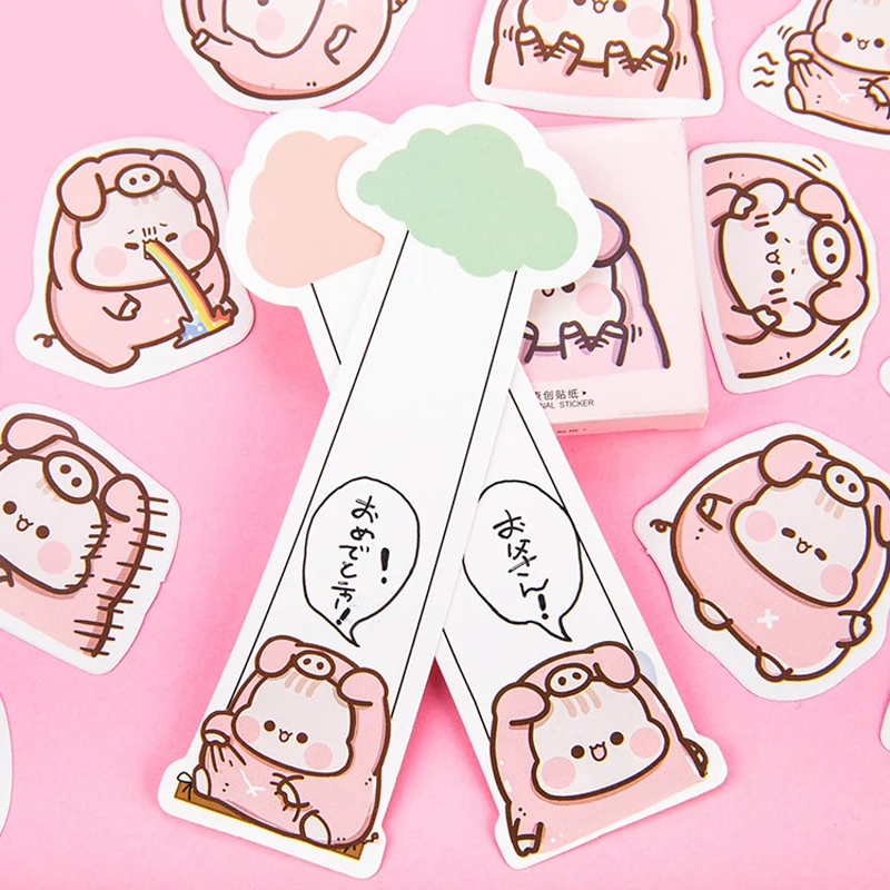 Joylong 45Pcs Pusheen Kids Stickers Scrapbooking Cute Cartoon Pink Pig Kawaii Sticker Pack Toys For Children Diary Decoration | Игрушки и
