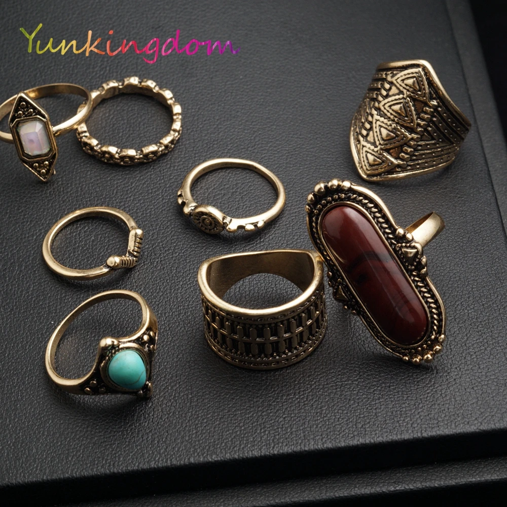 Женский винтажный комплект колец Yunkingdom вечерние кольца 8 шт. ювелирные изделия по
