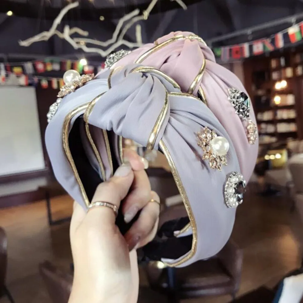 Модный высококачественный ободок для волос DIY горный хрусталь женщин роскошный