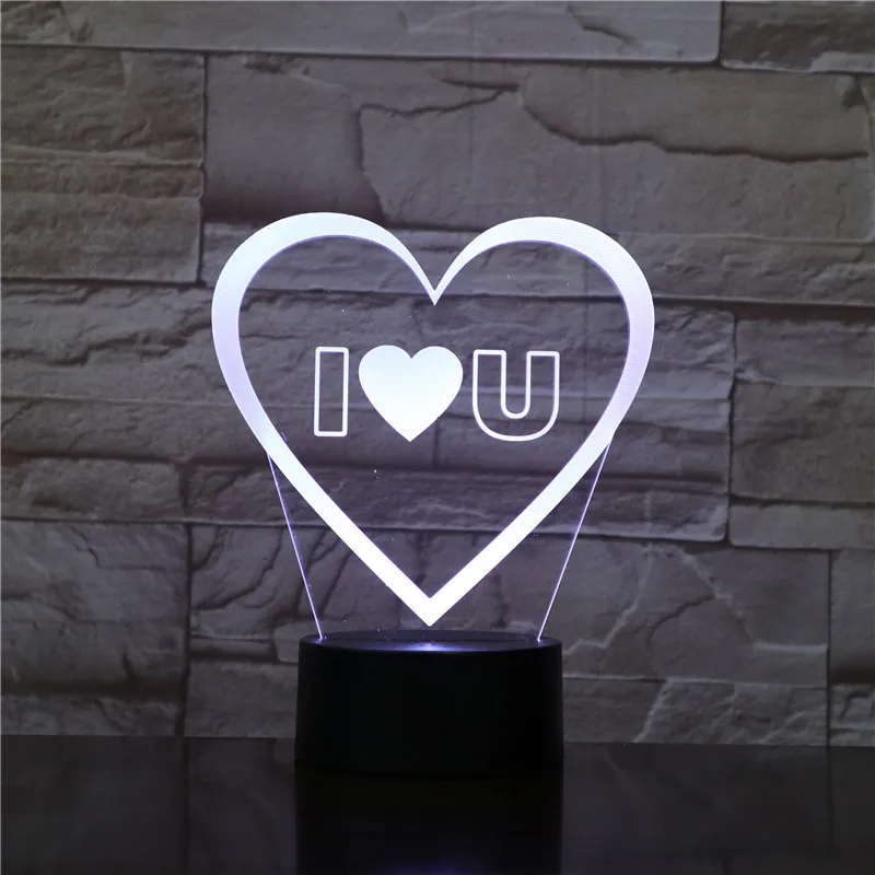 Цветной СВЕТОДИОДНЫЙ ночник с 3D видением I love you i Love you|Ночники| |
