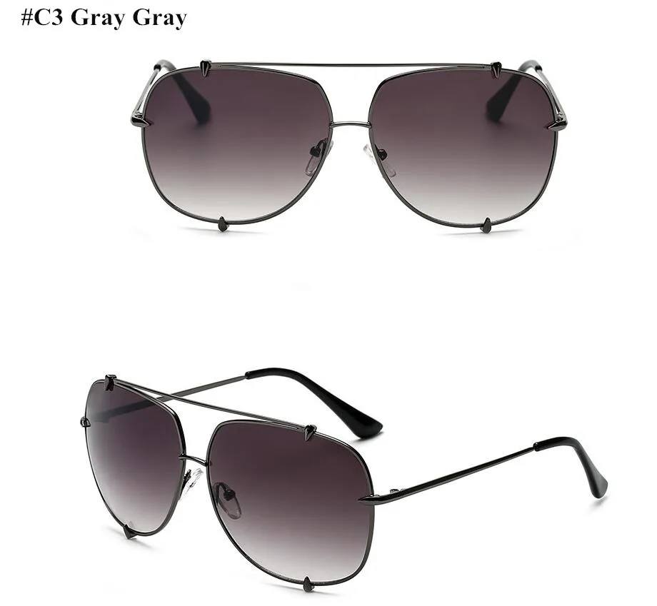 c3 gray gray HBK, модные негабаритные солнцезащитные очки пилота для женщин, UV400, Ретро стиль, брендовая дизайнерская большая оправа, солнцезащитные очки для женщин, женские очки - Цвет линз: c3 gray gray
