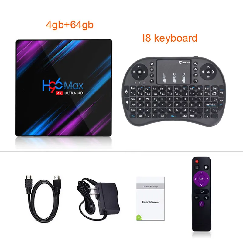 64gb-I8 Air Mouse Новое поступление H96 MAX Android 9,0 2 ГБ 16 ГБ 4 ГБ 32 ГБ 4 ГБ 64 Гб Rockchip 3318 Android 9,0 KDMC 18,0 4K Smart MX10 Pro 6K Tv Box - Цвет: 64gb-I8 Air Mouse
