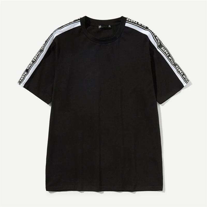SweatyRocks, мужская туника с буквенным принтом, футболка, уличная одежда, короткий рукав, черные футболки, модная одежда, летние повседневные пуловеры, футболки