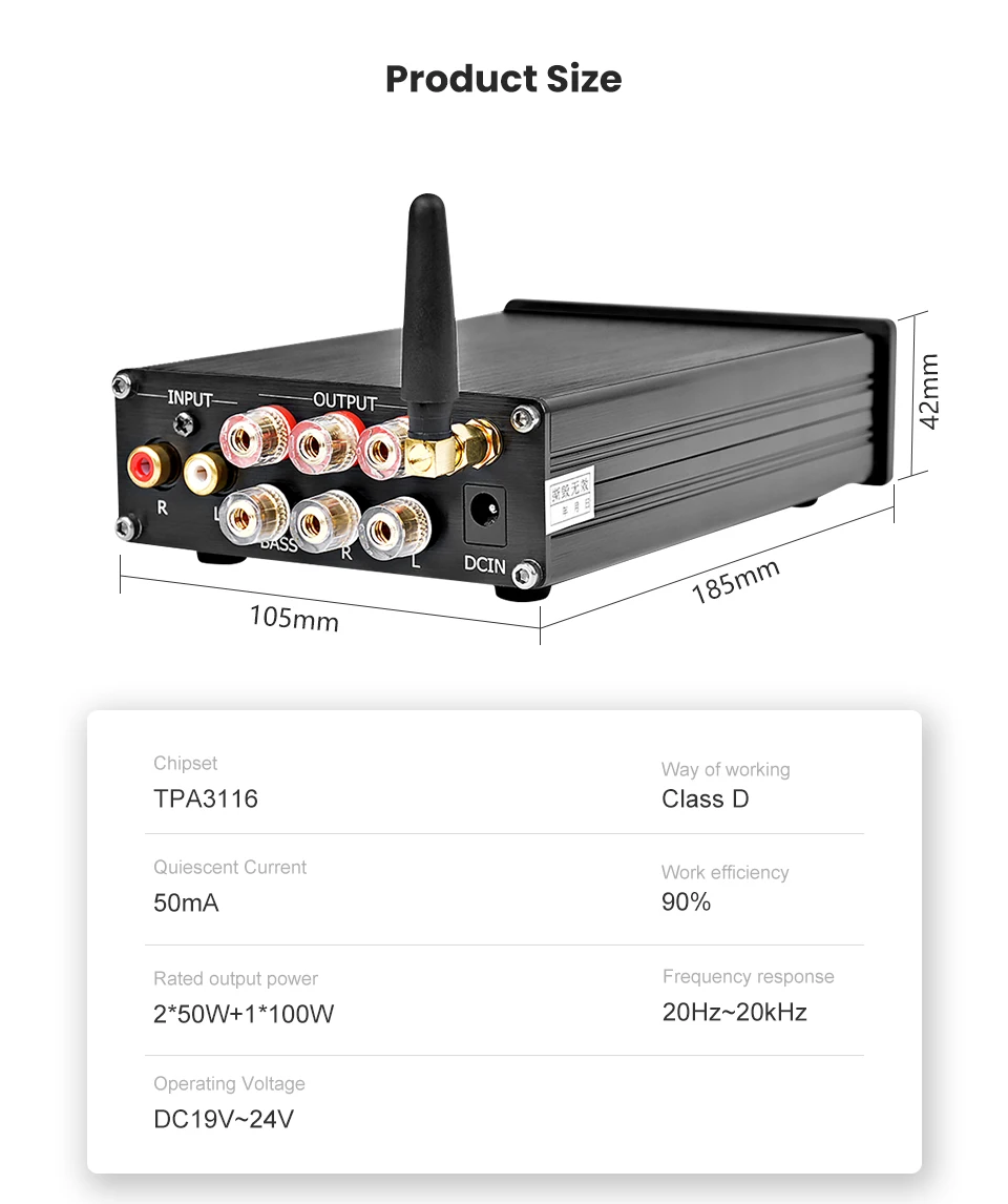 AIYIMA мини Amplificador Bluetooth 5,0 усилитель мощности сабвуфера 2,1 TPA3116 Класс D Цифровой Hifi Fever аудио домашние усилители