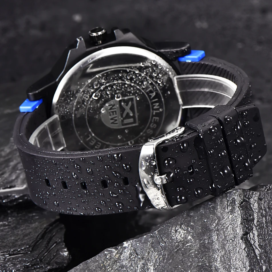 Montre Homme Marque Роскошные мужские часы супер мягкие резиновые с датой календарем