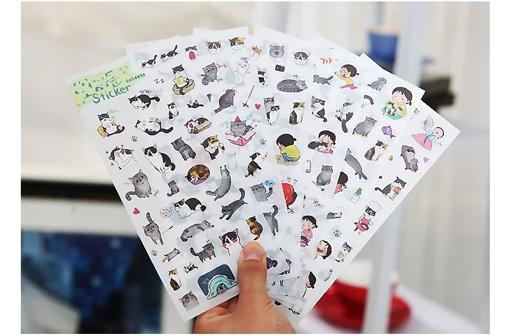 6 шт./лот товары для вечеринок Южная Корея прозрачная пвх наклейка милая кошка