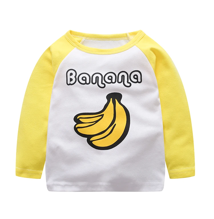 yellow banana V-TREE, новинка года, модные весенние Рубашки для маленьких девочек Футболка с рисунком для мальчиков и девочек Детские футболки с длинными рукавами Детская рубашка топы для девочек - Цвет: yellow banana