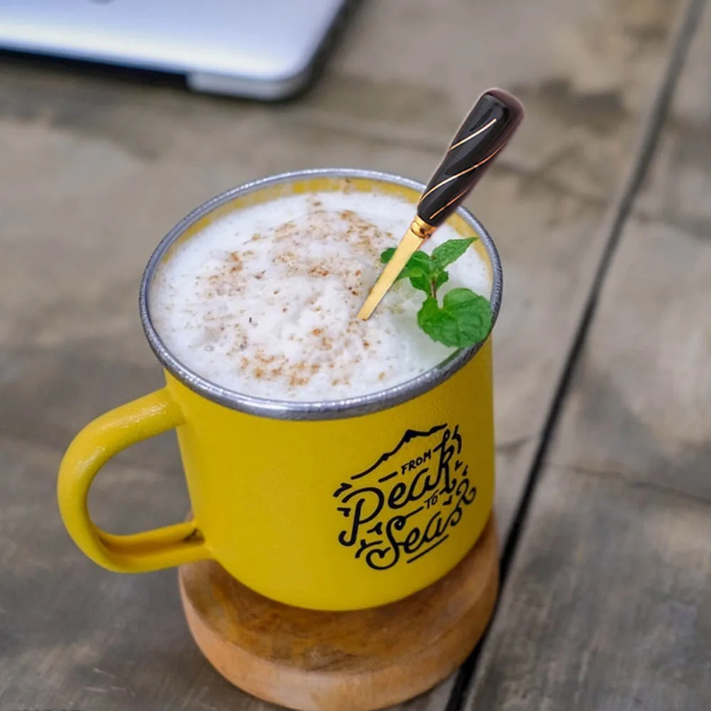 8 шт./компл. Нержавеющая сталь ложки с цветами Керамика ручка ложка для