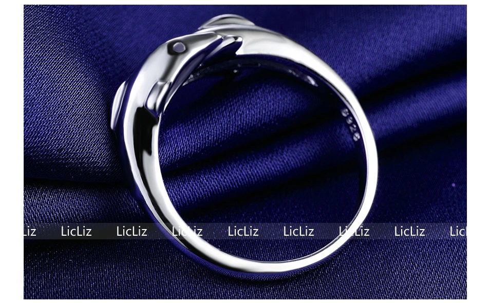 LicLiz, настоящее 925 пробы, Серебряное животное, дельфин, манжета, кольца для женщин, открытое регулируемое кольцо, ювелирные изделия, Anillos Mujer LR0409