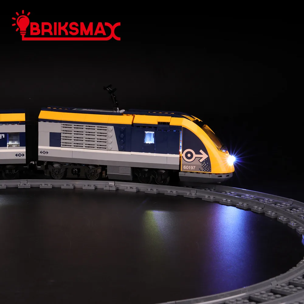 BriksMax светодиодный светильник для городской серии, строительные блоки для пассажирского поезда, совместимые с 60197(не включая модель