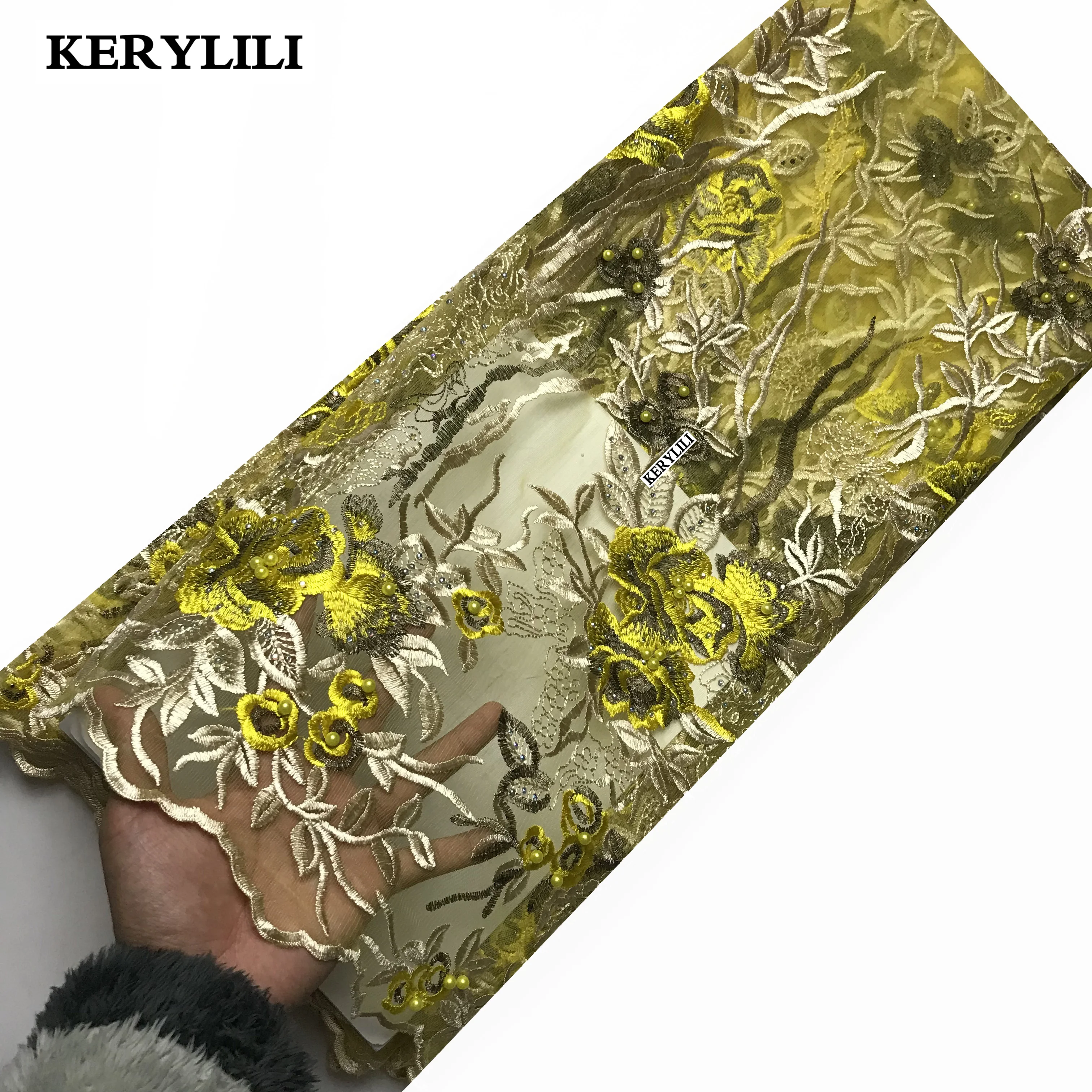 5 ярдов африканская желтая вышивка швейцарская вуаль кружева французские шнурки