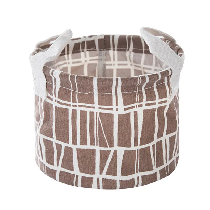 Plaid coffee ONEUP DIY Милая печать настольная корзина для хранения Органайзер хлопок белье макияж коробка для хранения мелочей шкаф Нижнее белье сумка для хранения - Цвет: Plaid coffee