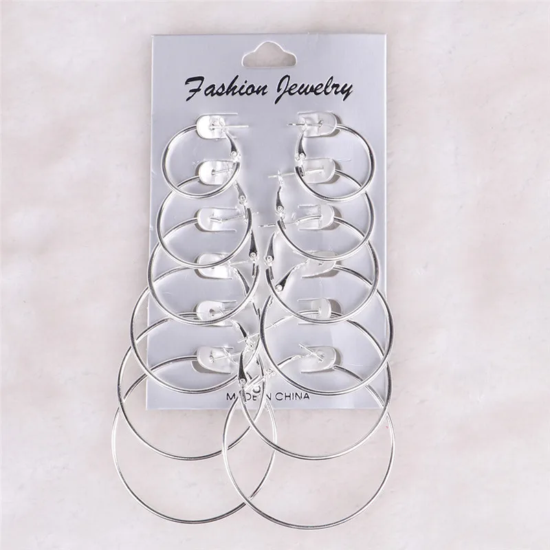 Drop Shipping Fashion Women Earring Accessories Round Design Stud Set 6pairs/pack Gold Color Jewelry Gifts | Украшения и