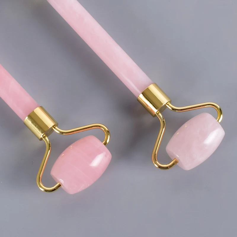 Кристаллический роликовый инструмент для лица розовый КВАРЦЕВЫЙ массаж спа