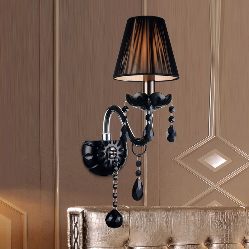 Современный хрустальный настенный светильник для ванной комнаты, светильники для домашнего освещения, настенные бра арандела для спальни, лампы для шкафа, светодиодные домашние настенные лампы - Цвет абажура: Black Color