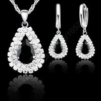 jewelry sets blue jexxi crystal pendant necklace 18 chain hoop earring lever back women gift accessories