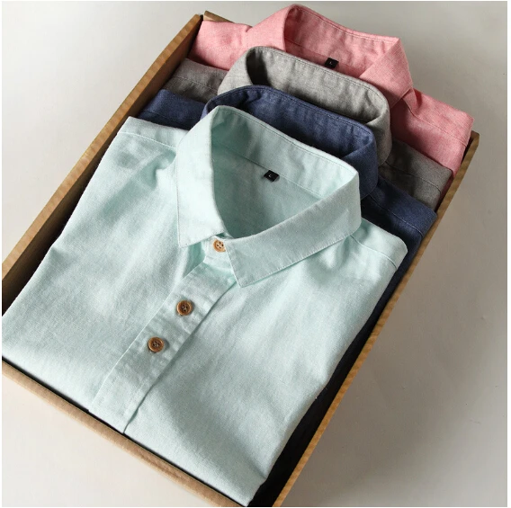 Мужчины в гавайский чистый лён короткий рукав рубашки мужчины приталенный