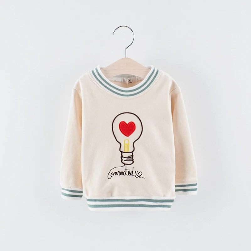 New Autumn spring baby's boys Kids children Cartoon light bulb embroidery long-sleeve o-neck Tops basic t-shirt C398 |