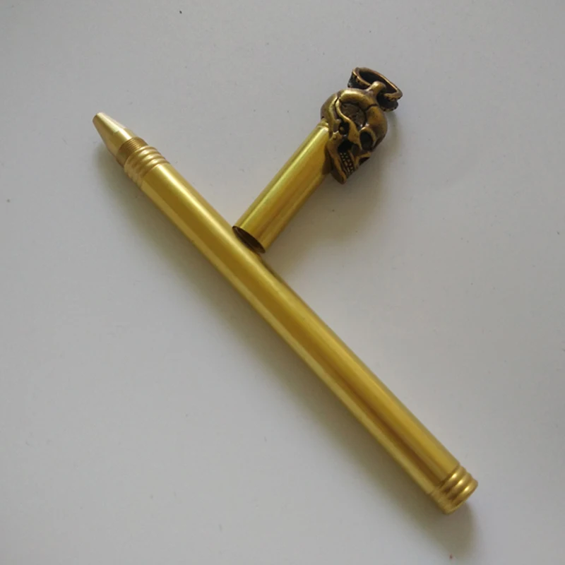 Новая латунная гелевая ручка с черепом подарочная для письма | Канцтовары офиса и