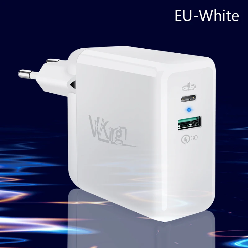 EU-White Для iPhone 11 Pro PD зарядное устройство type C USB 36 Вт Быстрая зарядка 3,0 двойной порт быстрое зарядное устройство для samsung huawei PD3.0 QC3.0 зарядка - Тип штекера: EU-White