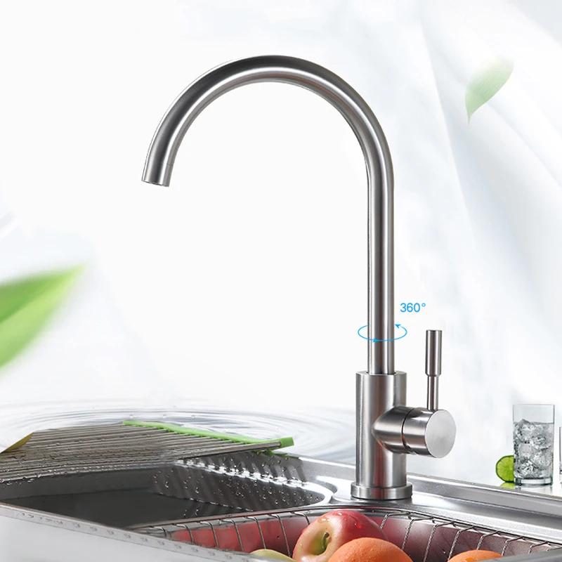Нержавеющая сталь Кухня кран 360 градусов вращение кривой выпускная труба с одной