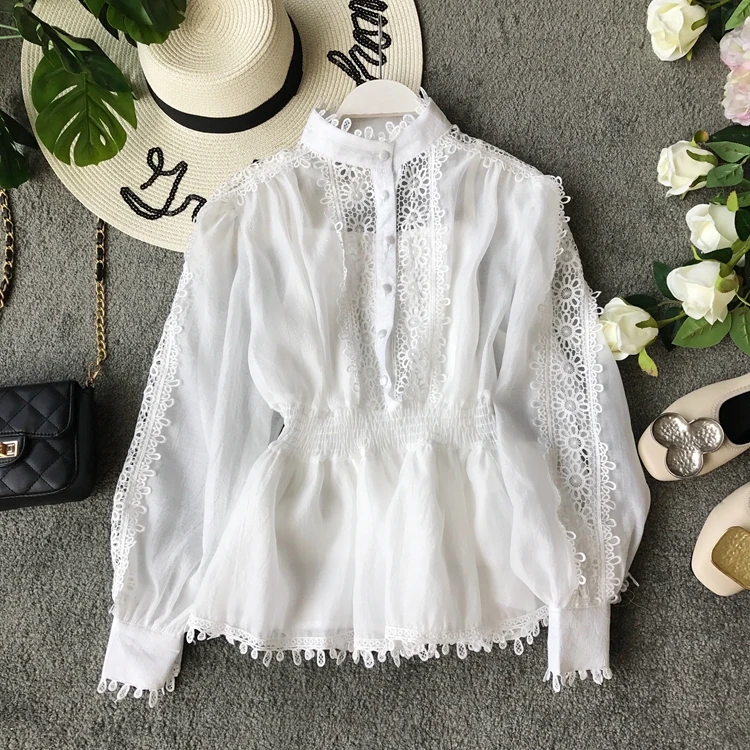 

New bottom suspender with half high collar net stitching and lace pattern waist closing two piece suit