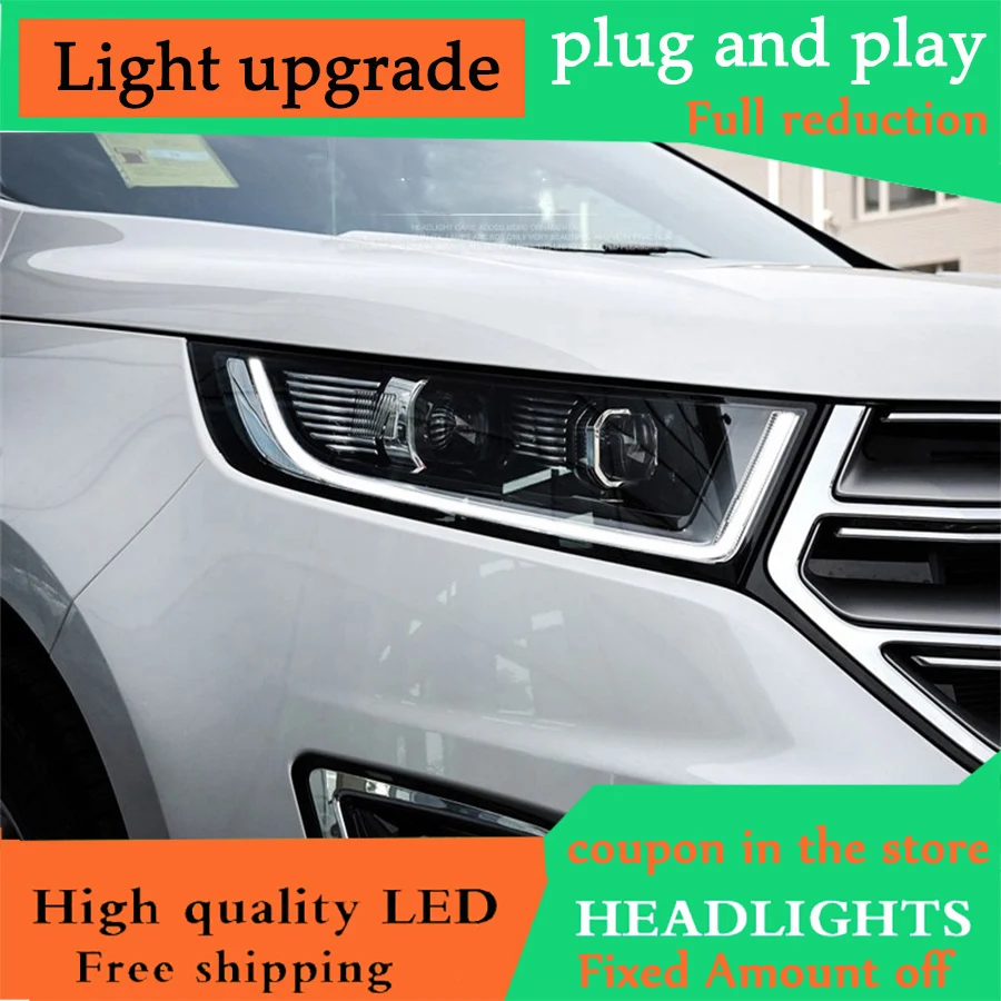 D YL Стайлинг автомобиля для Ford Edge фары 2015 2016 2017 Новый край светодиодные DRL дневные