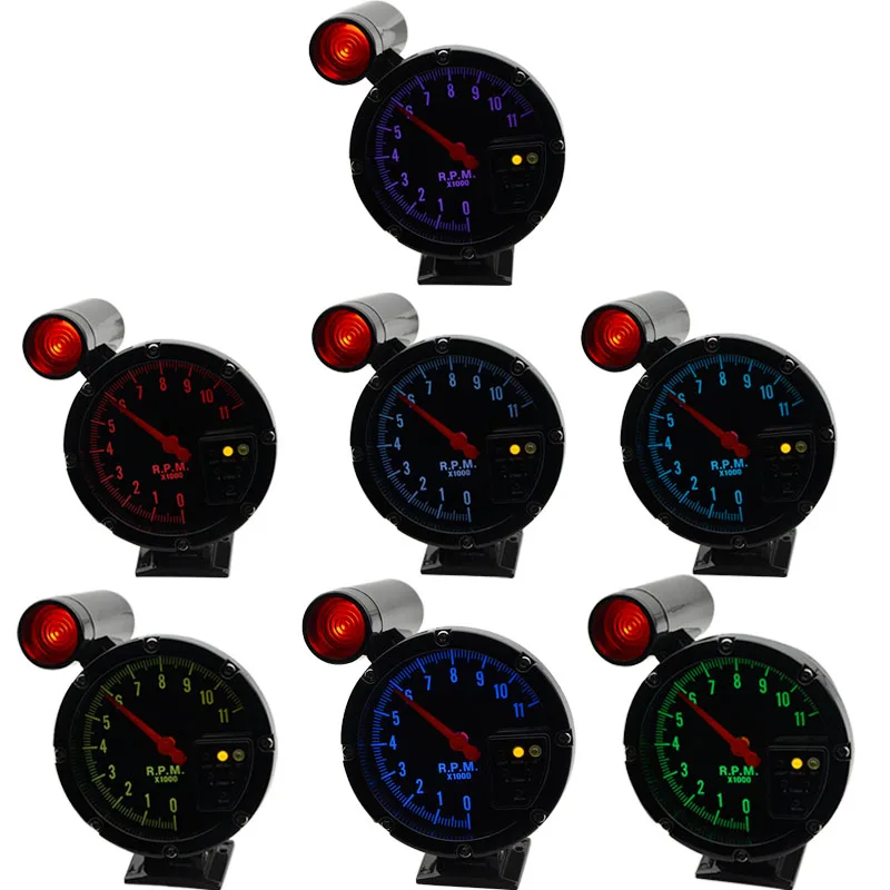 5 дюймов Авто Тахометр RPM Датчик предупреждающий светильник задний 7 цветов
