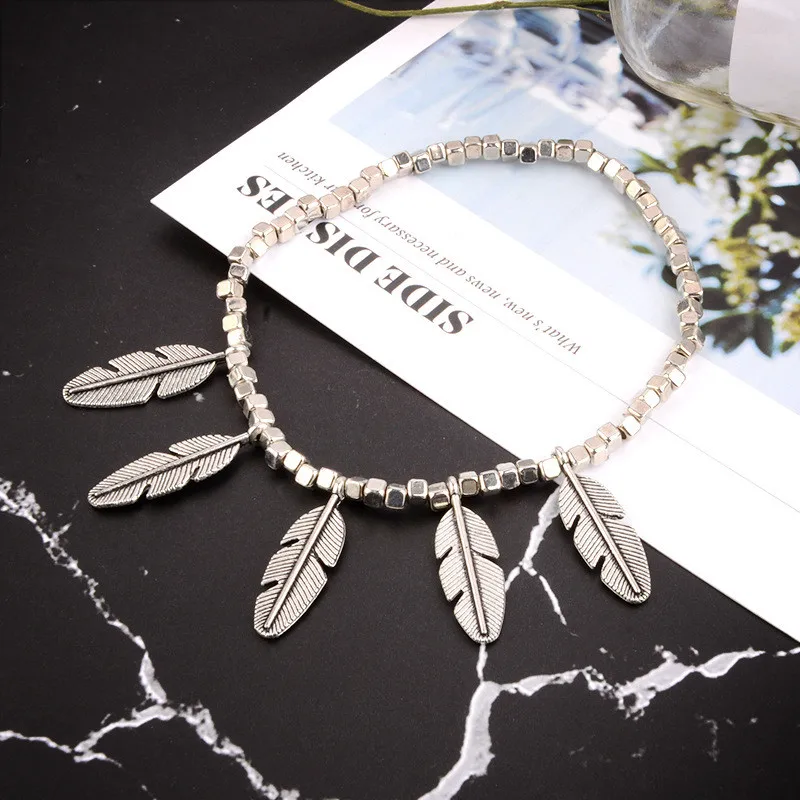 Boho браслет на щиколотке для женщин пляжный нержавеющая сталь винтажный античный