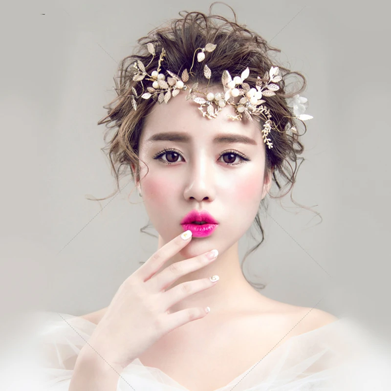 HIMSTORY Шарм ручной работы Цветочная фотожемчужина свадебный обруч для волос с