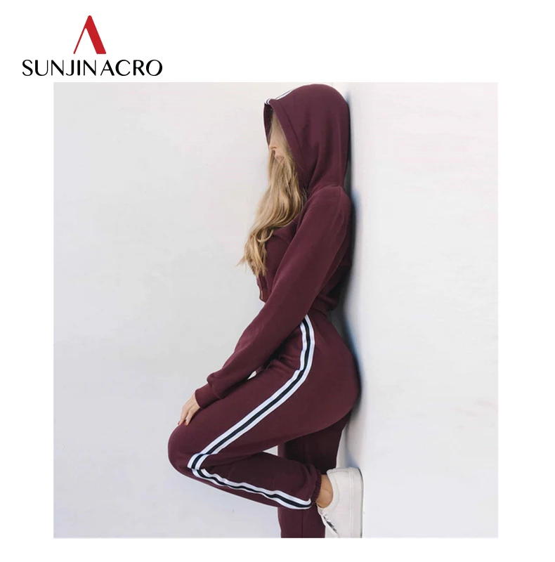 SUNJINACRO/Осенняя женская спортивная одежда из 2 предметов укороченный топ с