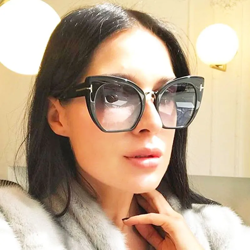 45079 женские негабаритные солнцезащитные очки для женщин кошачий глаз брендовые