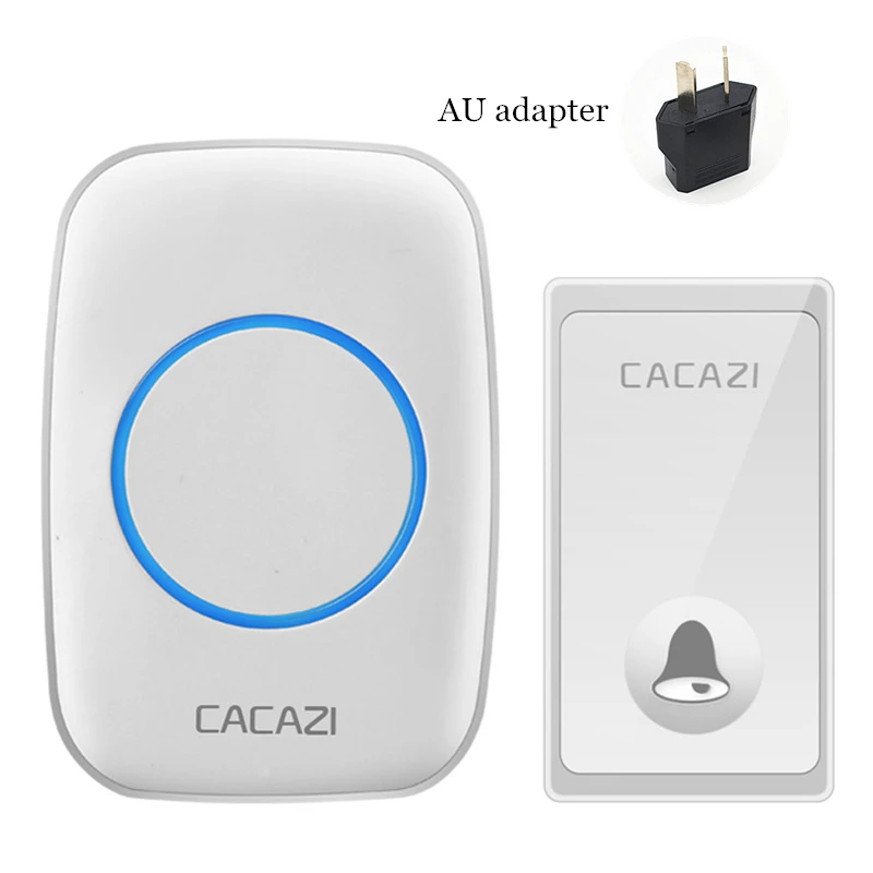 White 1x1 AU CACAZI не требуется батарея беспроводной дверной звонок автономный Водонепроницаемый умный дом дверной звонок США ЕС Великобритания штекер 58 колокольчики - Цвет: White 1x1 AU