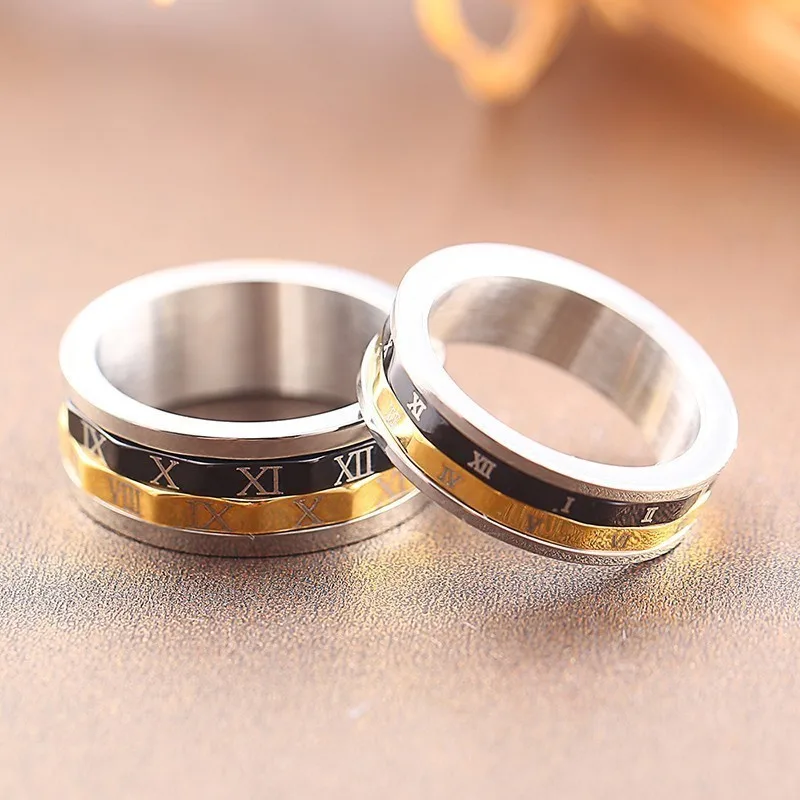 1 шт. серебряное кольцо для влюбленных от RIR из нержавеющей стали золотого черного
