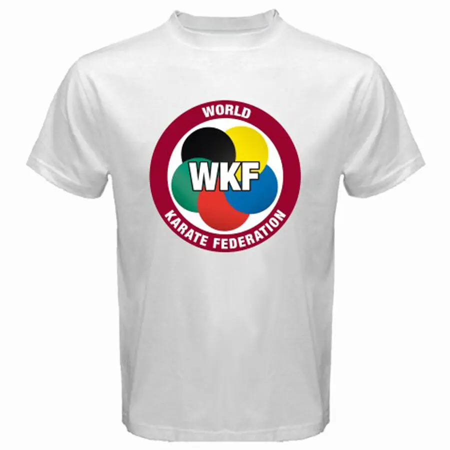 Новый WKF мира карате Федерации логотип Для мужчин белая футболка Размеры S M L XL 2XL
